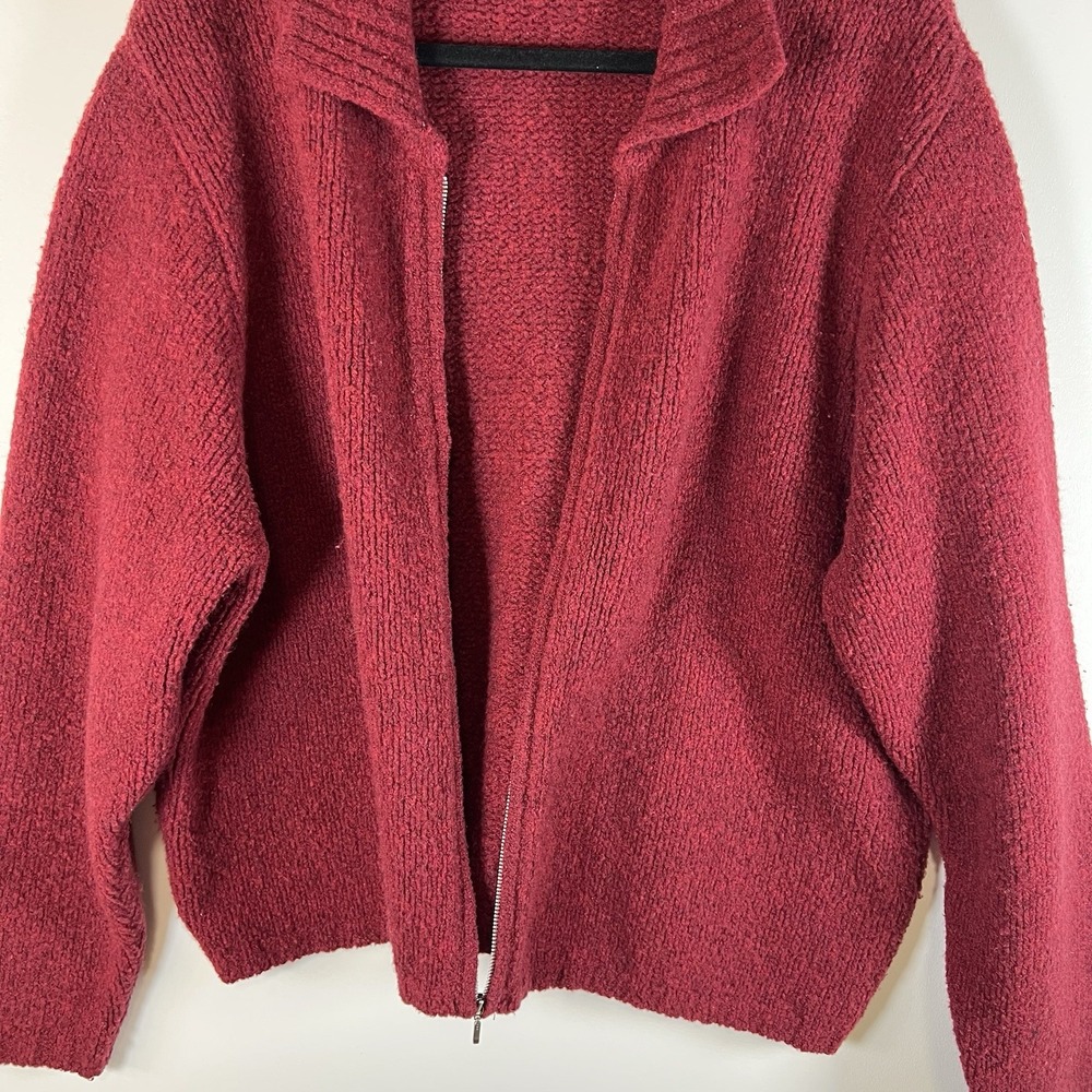 L.L. Bean Wool‎ Blend Sweater Women XL Red Knit Full Zip Fisherman Vintage - Picture 6 of 11